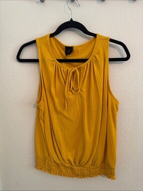 W5 Mustard Yellow Sleeveless Tie-Neck Tank
